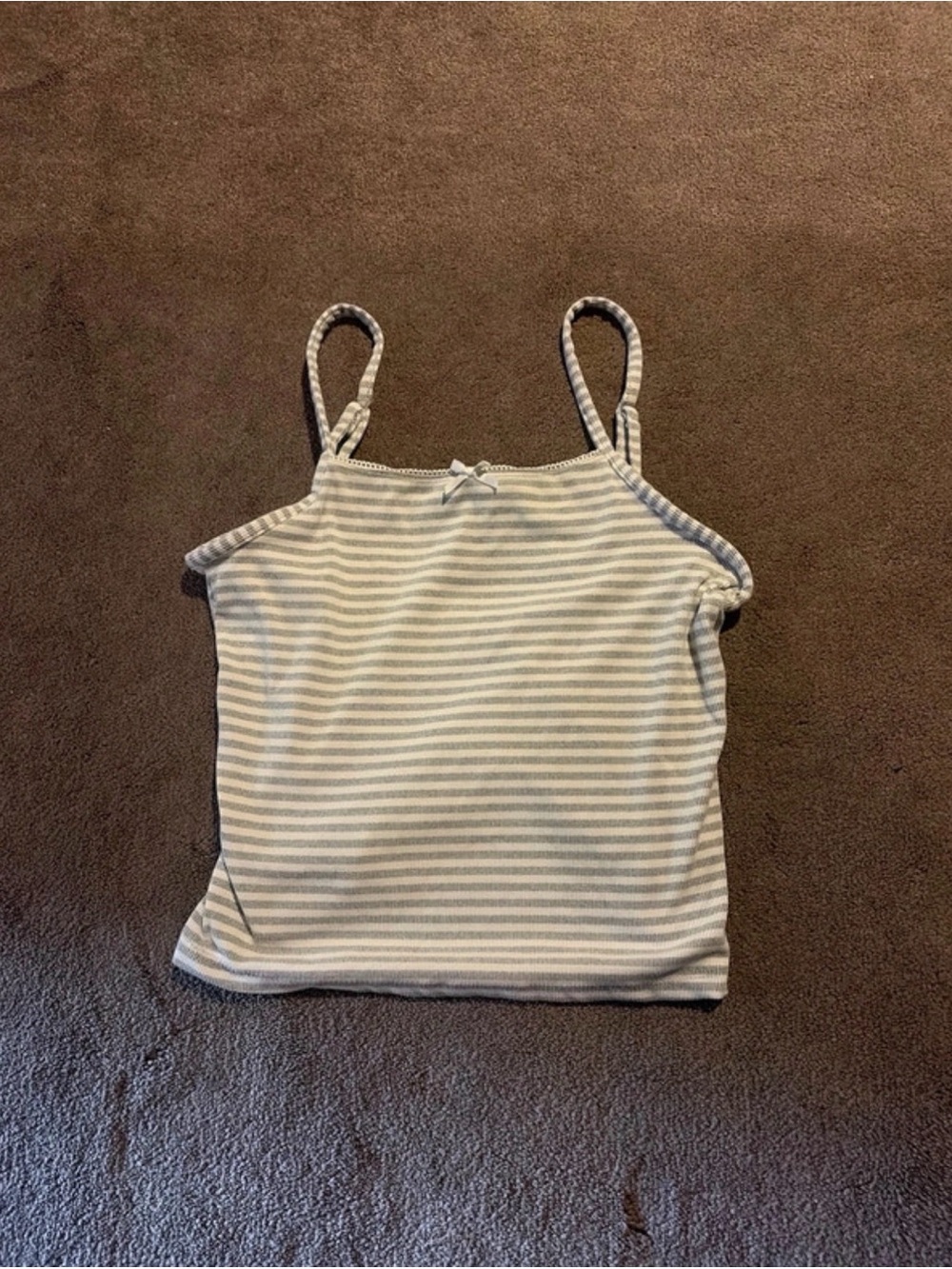 Striped Ribbed Cami pj top - Light Gray & White